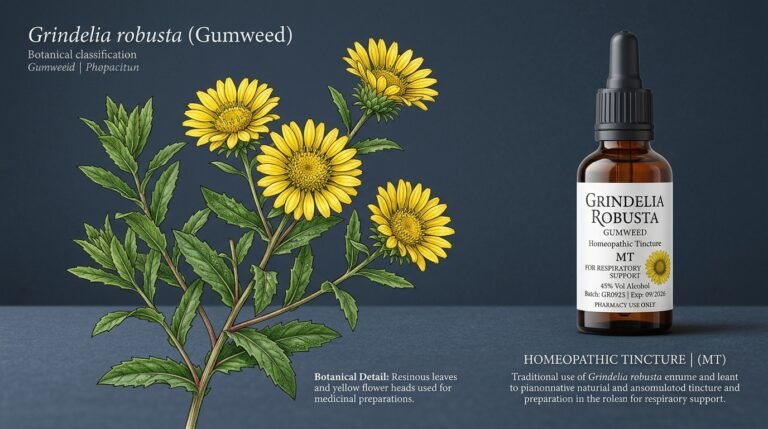گرینڈیلیا (Grindelia Robusta): دمے، سانس کی تنگی اور پھیپھڑوں کا ہومیوپیتھک و ہربل علاج