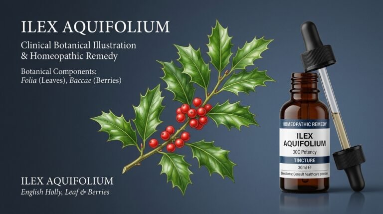 آئلکس ایکوئی فولیم (Ilex Aquifolium): جوڑوں کے درد، گٹھیا اور بخار کا ہومیوپیتھک و ہربل علاج