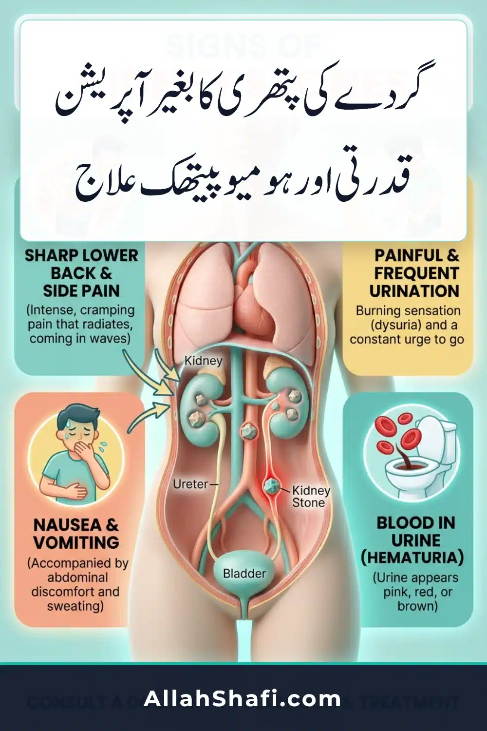Kidney Stones Natural Homeopathic Treatment Urdu infographic pin