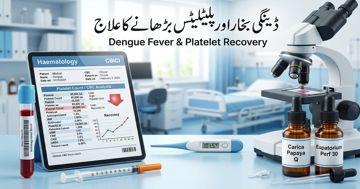 ڈینگی بخار اور پلیٹلیٹس بڑھانے کا علاج — علامات، ٹیسٹ و قدرتی شفا