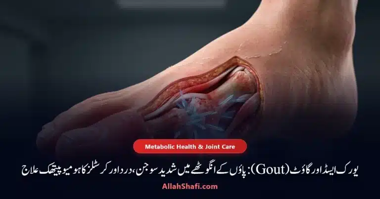 یورک ایسڈ گاؤٹ پاؤں کے انگوٹھے کی سوجن اور کرسٹلز تحلیل کرنے کا ہومیوپیتھک علاج
