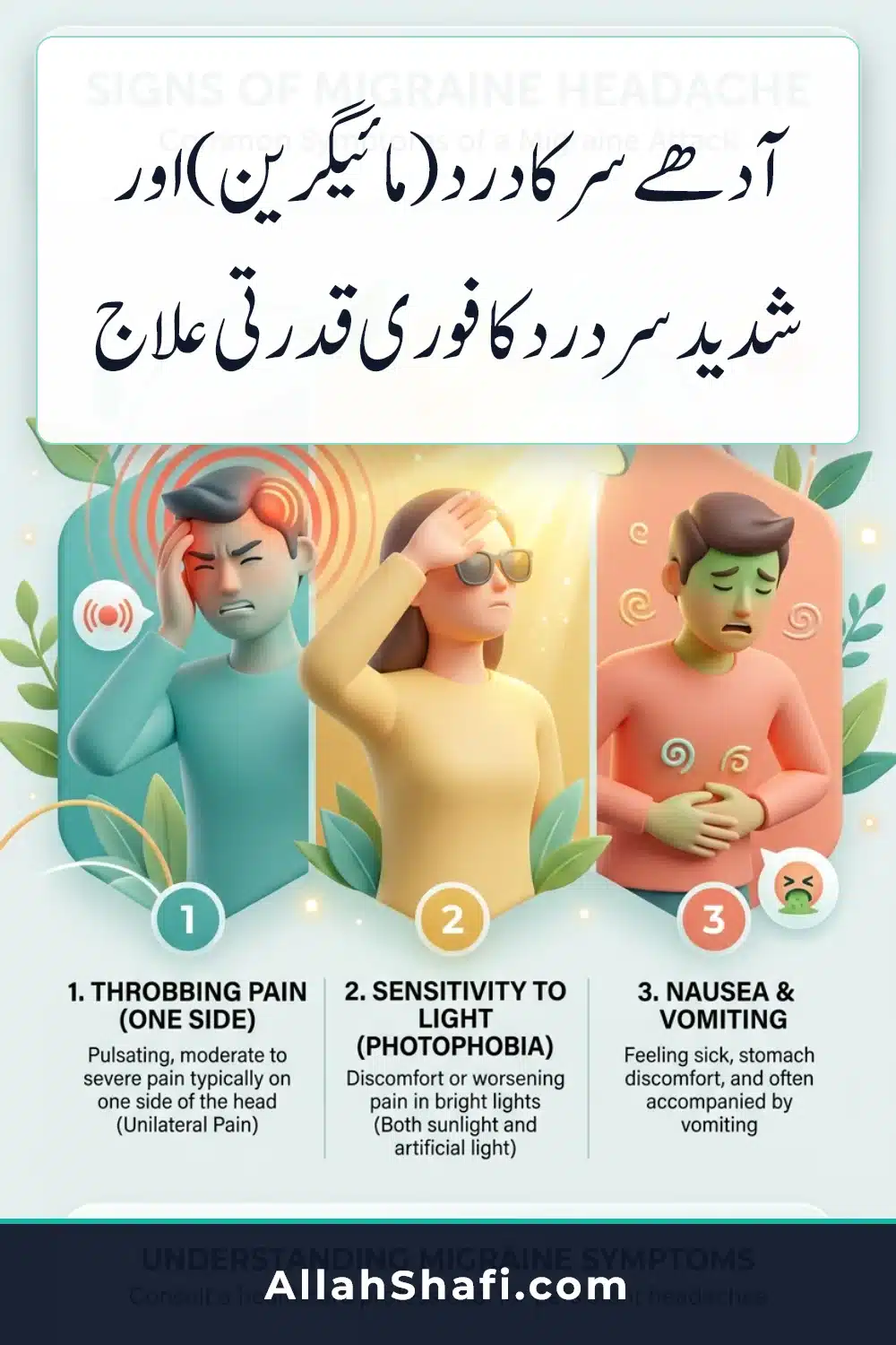 Migraine Relief Homeopathic Treatment Urdu infographic pin