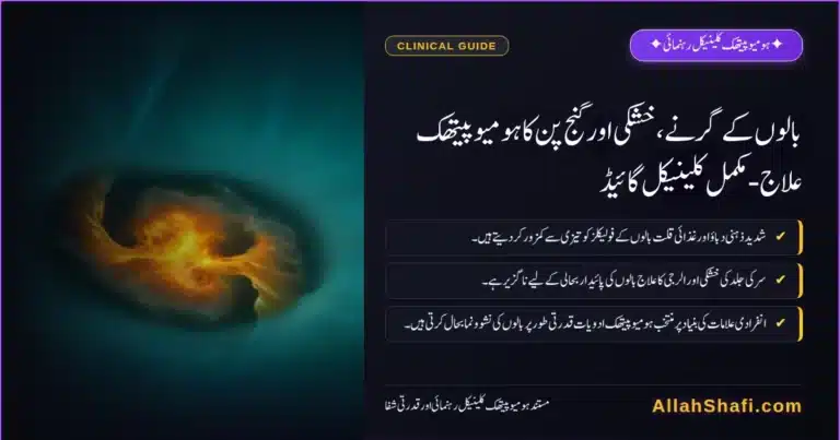 بالوں کے گرنے، خشکی اور گنج پن کا ہومیوپیتھک علاج – مکمل کلینیکل گائیڈ