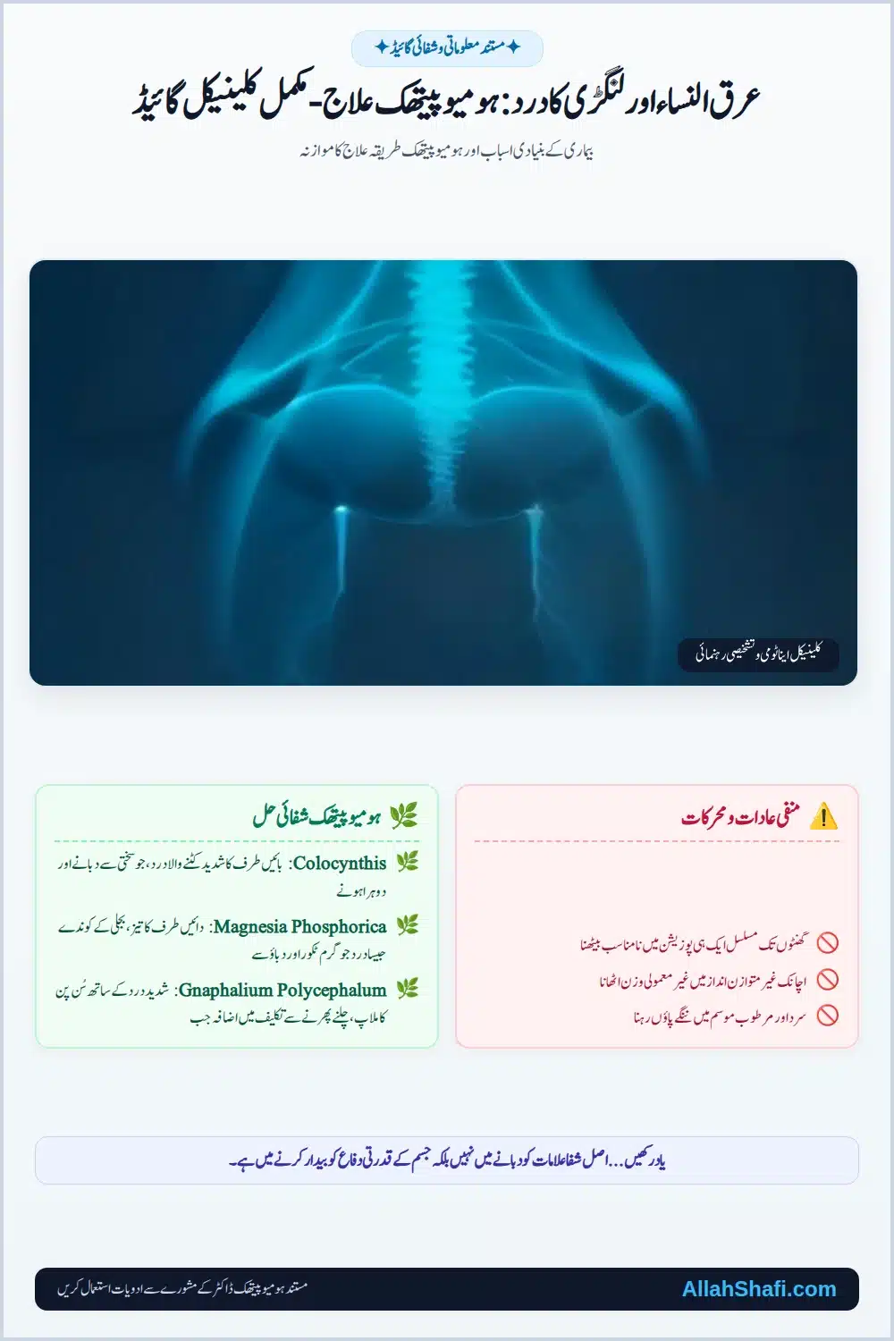 عرق النساء اور لنگڑی کا درد: ہومیوپیتھک علاج - مکمل کلینیکل گائیڈ
