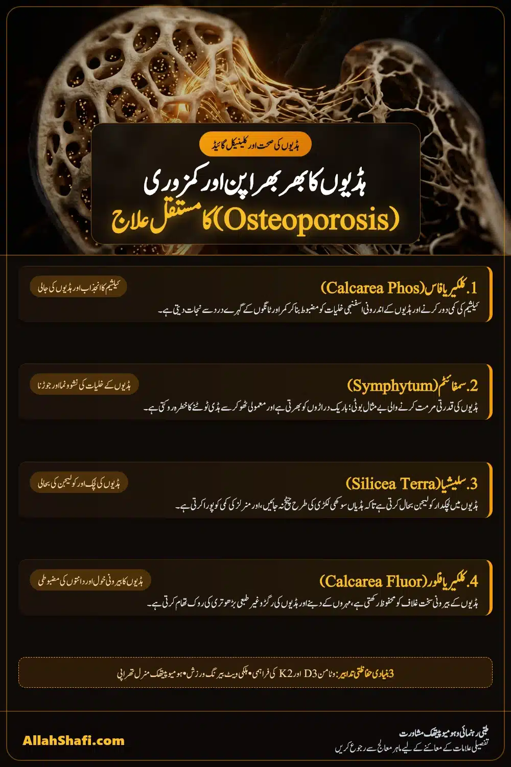 ہڈیوں کا بھربھرا پن اور کمزوری ہومیوپیتھک رہنمائی انفارمیشن پن