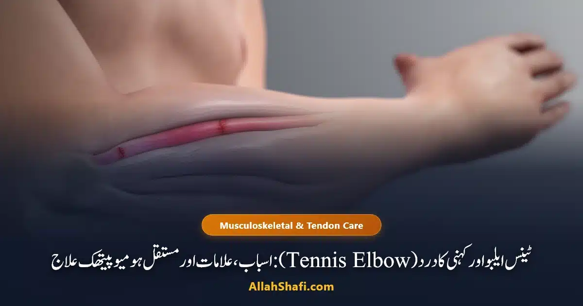 ٹینس ایلبو کہنی کے بیرونی ابھار اور پٹھوں کے کھنچاؤ کی ایناٹومی اور ہومیوپیتھک علاج